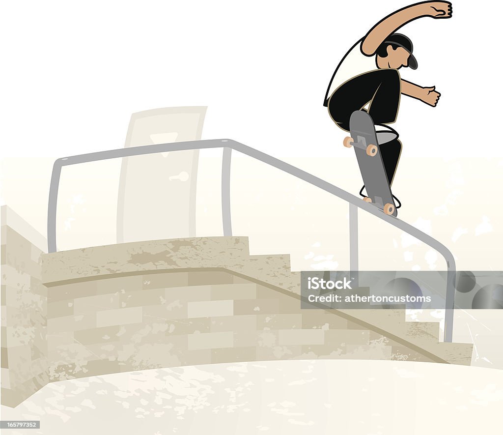 Skateboarder на руку rail - Векторная графика Перила роялти-фри
