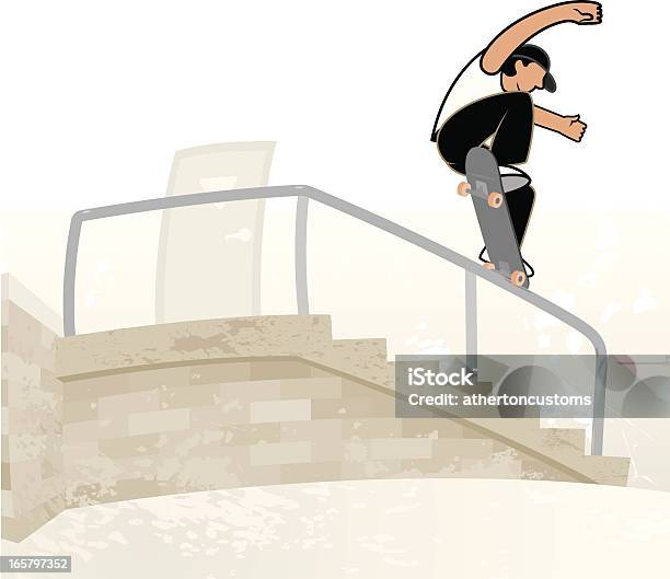 Skateboarder На Руку Rail — стоковая векторная графика и другие изображения на тему Перила - Перила, Скейтборд, Скейтбординг