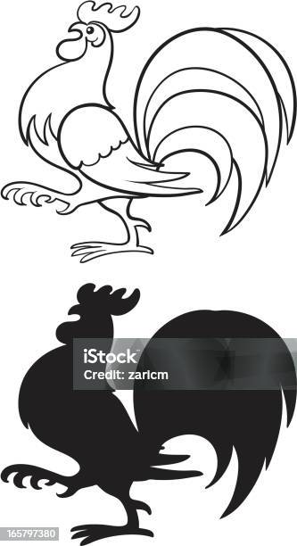 Ilustración de Gallo y más Vectores Libres de Derechos de Animal - Animal, Animal doméstico, Blanco y negro