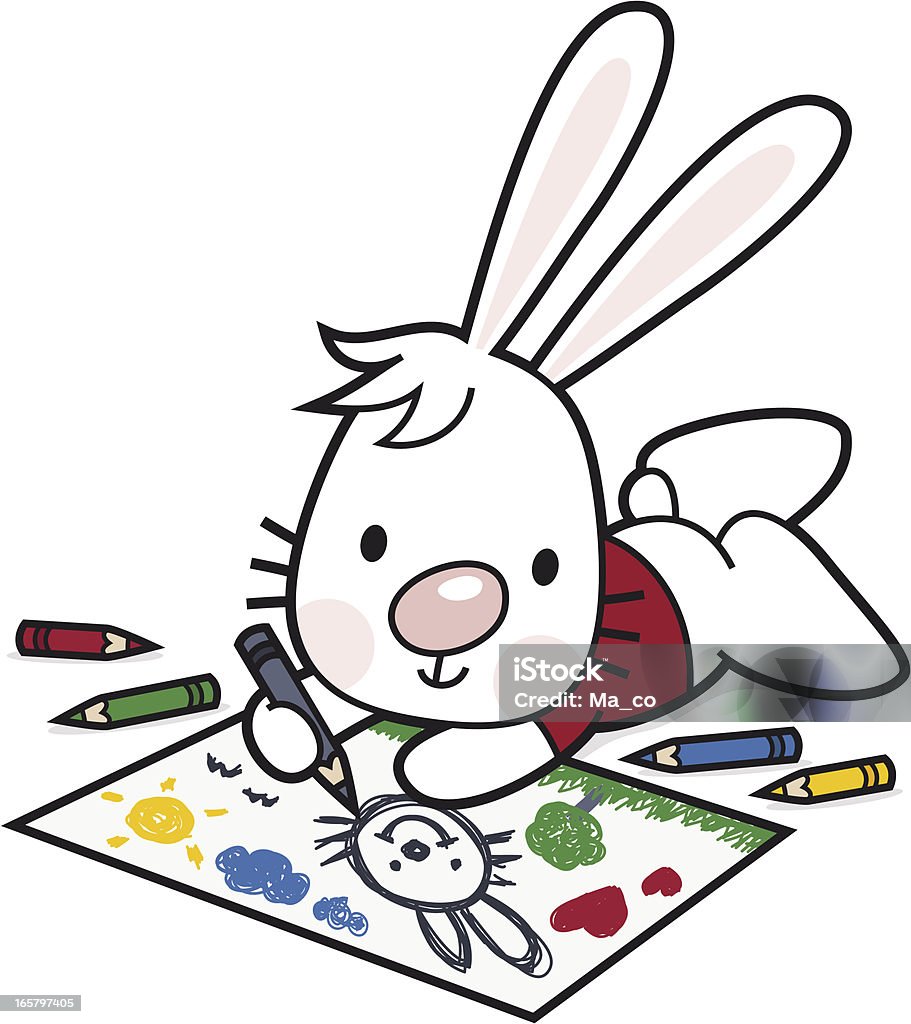 Kinder Zeichnung/Comic bunny Farben und Buntstifte - Lizenzfrei Kaninchen Vektorgrafik