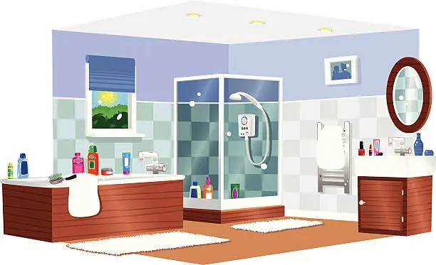 Vector illustration of Bathroom scene