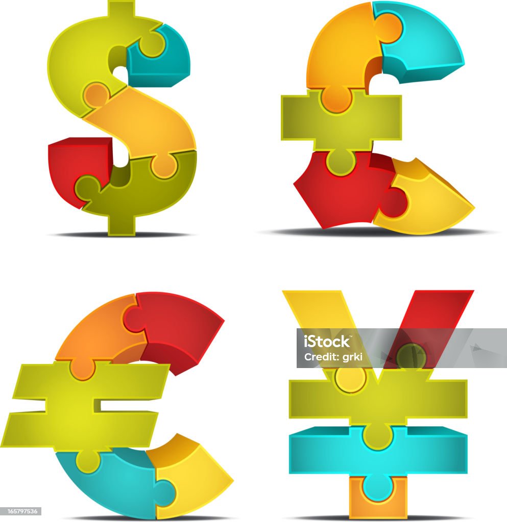 3 D Puzzle de monnaie - clipart vectoriel de Symbole du dollar libre de droits