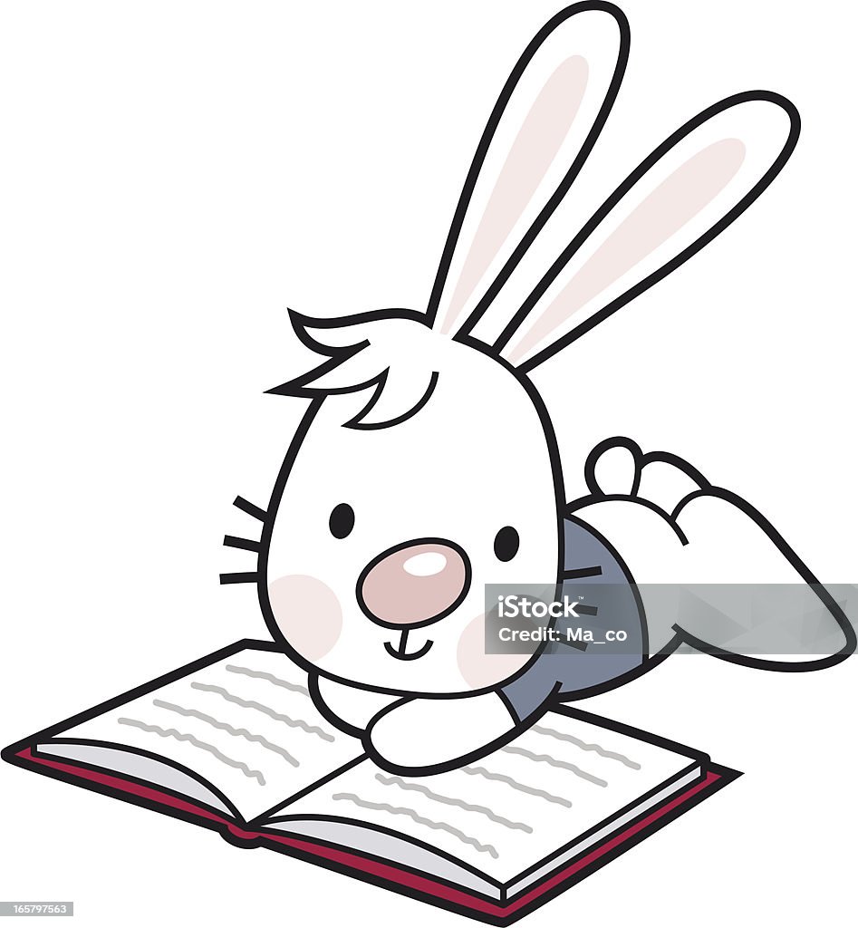reading rabbit/bunny with book - Lizenzfrei Häschen Vektorgrafik