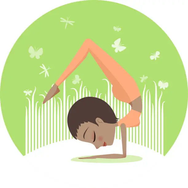 Vector illustration of Yoga Handstand Scorpion pose