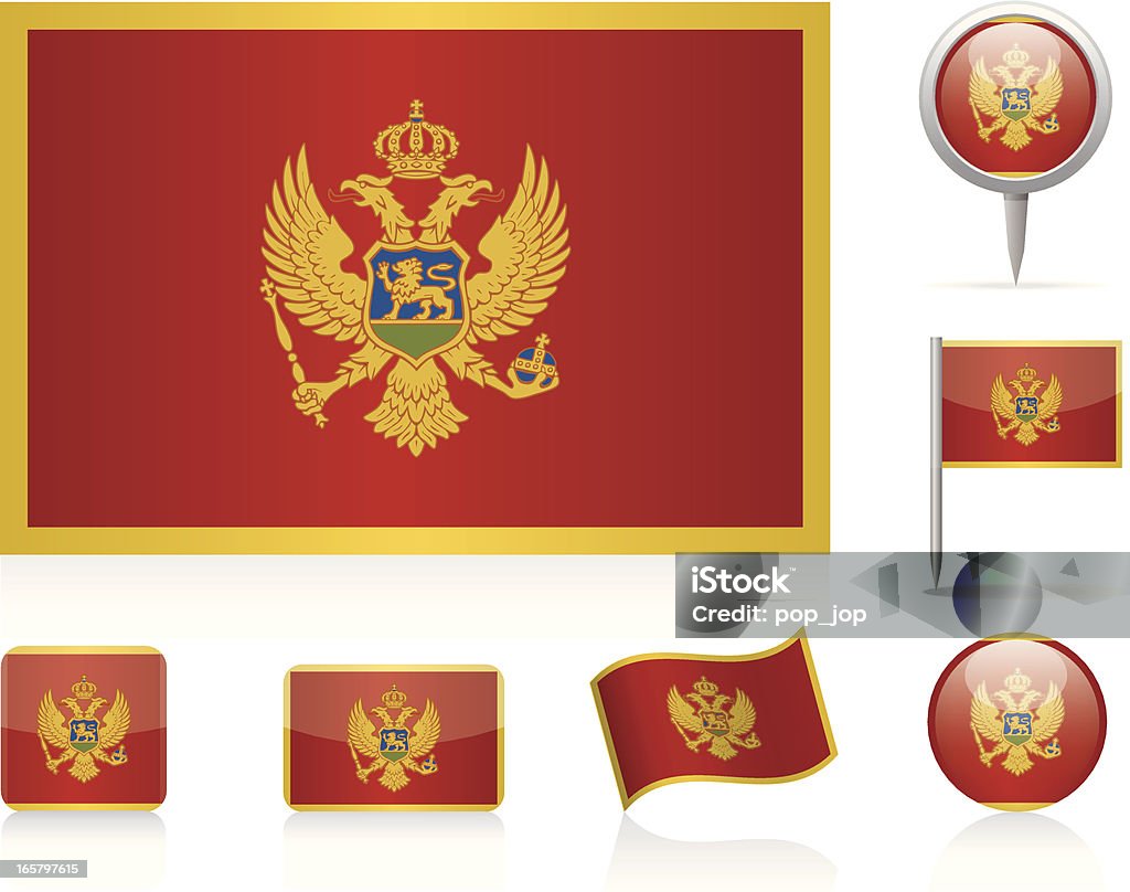 Flaggen von Montenegro-icon-set - Lizenzfrei Flagge von Montenegro Vektorgrafik