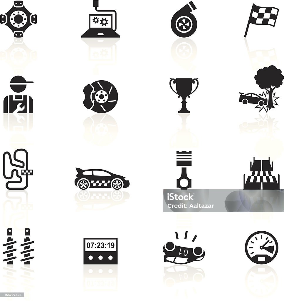 Black Symbols - Rally Illustration representing different rally related icons. Rally Car Racing stock vector