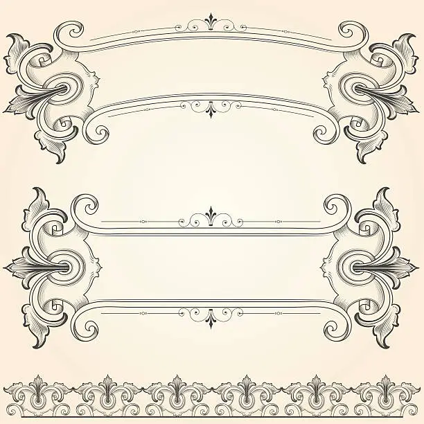 Vector illustration of Vintage Ornamental Banners