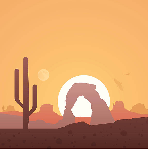 illustrazioni stock, clip art, cartoni animati e icone di tendenza di sfondo del deserto - arches national park illustrations