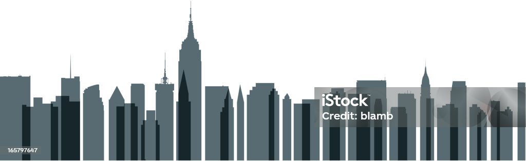 Manhattan Skyline силуэт - Векторная графика Линия горизонта роялти-фри