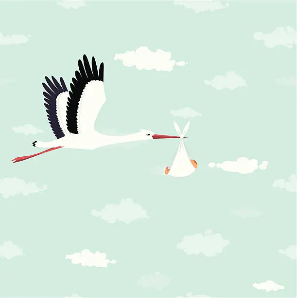 Vector illustration of Stork delivery