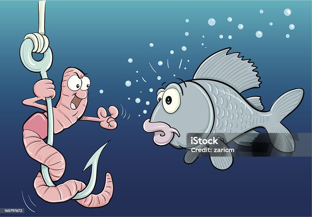 Dżdżownica vs ryb - Grafika wektorowa royalty-free (Robak)