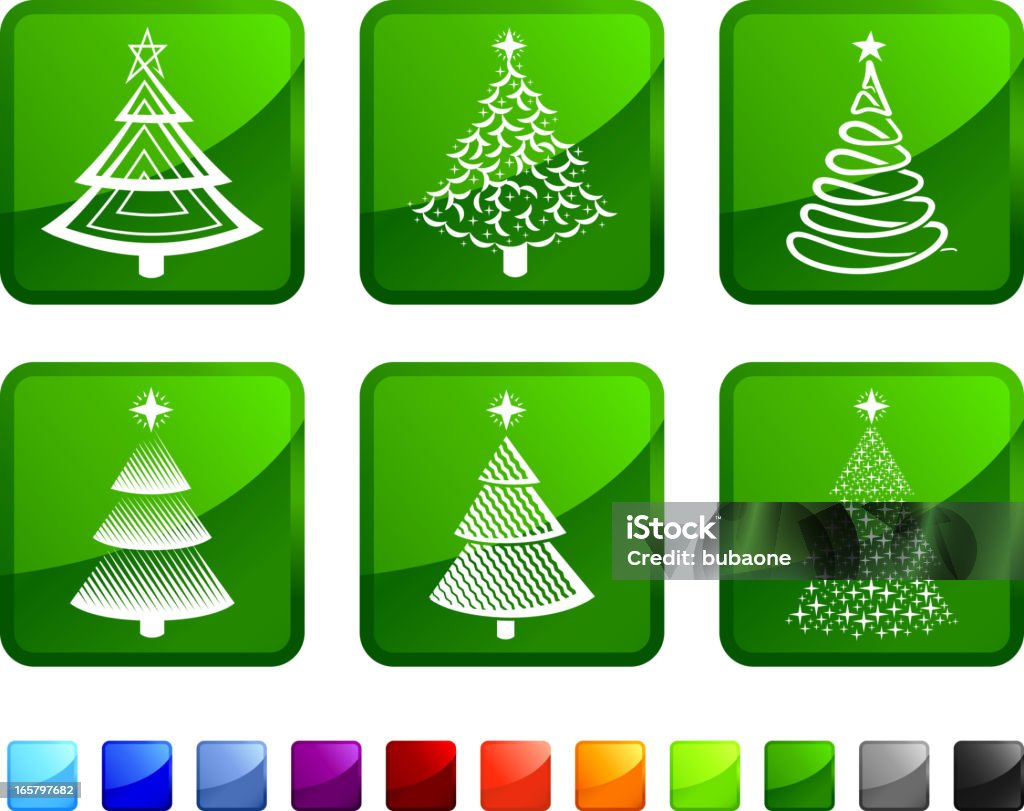 As árvores de Natal abstrato vetor royalty free ícone conjunto de adesivos. - Vetor de Abstrato royalty-free