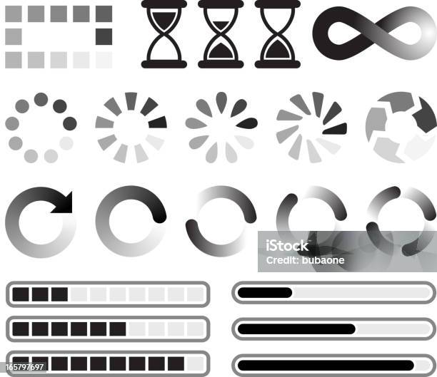 Loading Preloader And Downloading Vector Icons Black White Set Stock Illustration - Download Image Now