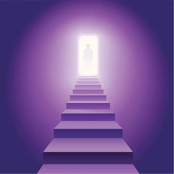 Vector illustration of Figure on the stairs