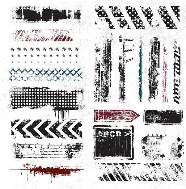 List of grunge elements on white background Fine grunge elements. Easy to use. Every element is on separate layer. movie patterns stock illustrations