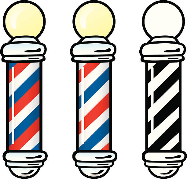 ilustraciones, imágenes clip art, dibujos animados e iconos de stock de barber polos - barbers pole
