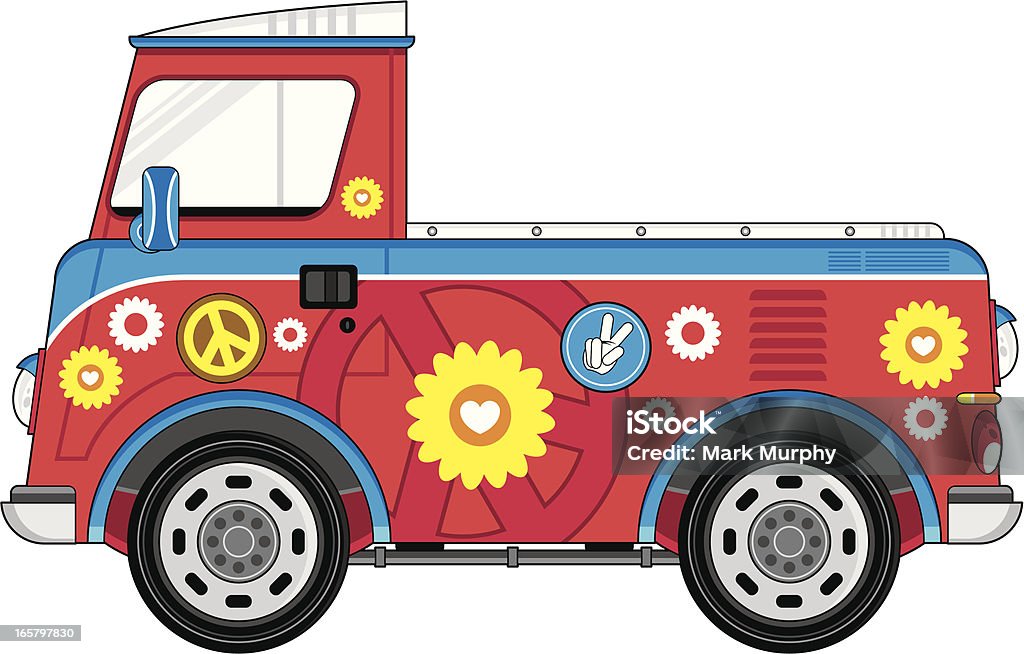 Pick-Up Style Hippie Van - clipart vectoriel de Cartoon libre de droits