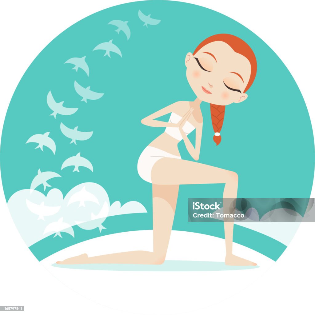 Yoga Pose de oração Rodado - Royalty-free Adolescente arte vetorial