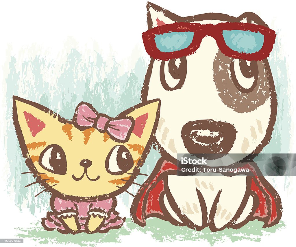 Hero and Princess Dog and cat that put on clothes of Hero and Princess.  Dog stock vector
