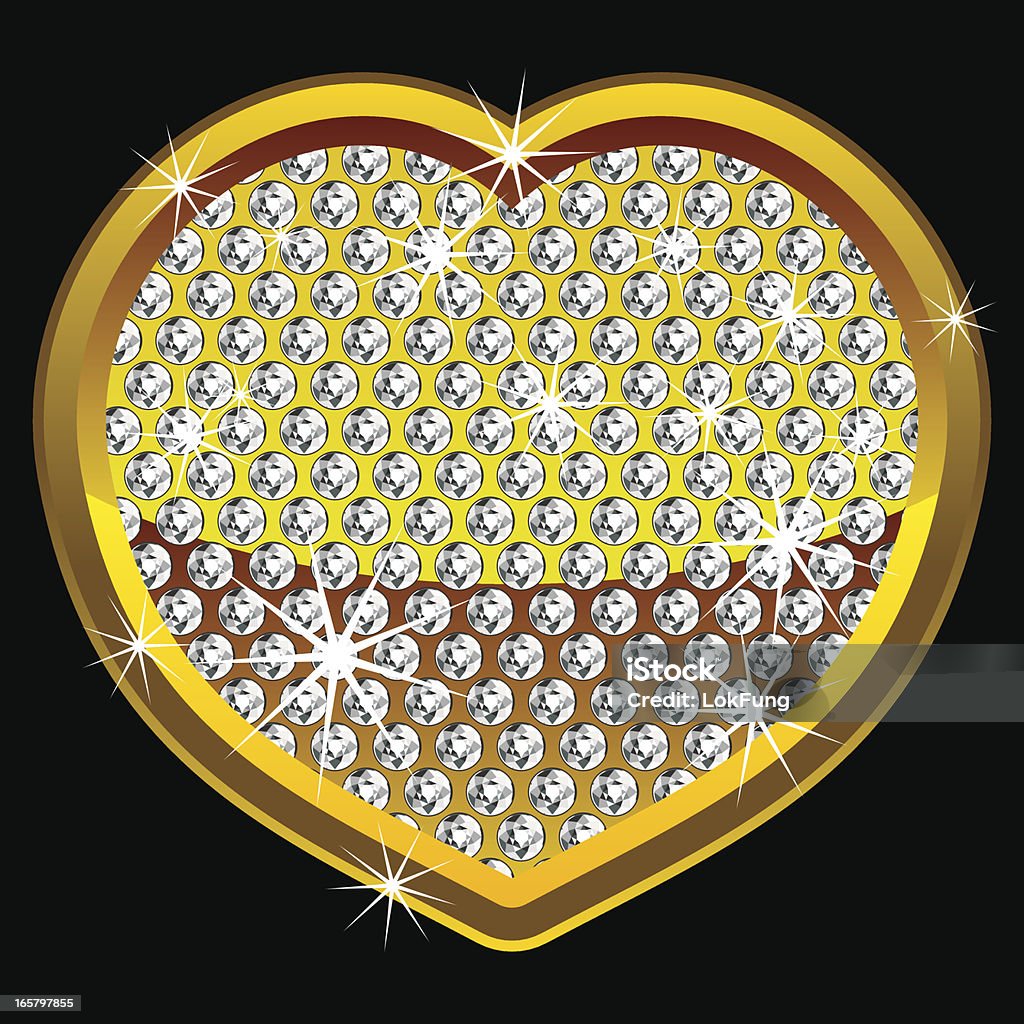 Jaune brillant coeur avec diamants - clipart vectoriel de Bling Bling libre de droits