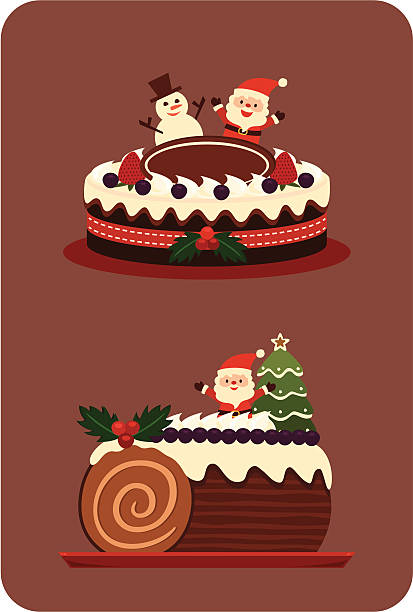 schokolade christmas cake - fruitcake christmas christmas cake food stock-grafiken, -clipart, -cartoons und -symbole