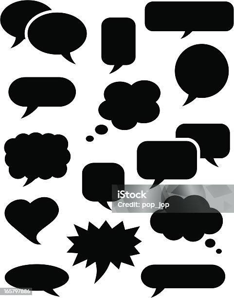 말풍선을 아이콘 블랙 대화 풍선-문자 기호에 대한 스톡 벡터 아트 및 기타 이미지 - 대화 풍선-문자 기호, 말풍선, 아이콘