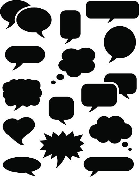 выносная цитатная рамка иконки черный - bubble speech bubble thought bubble cartoon stock illustrations