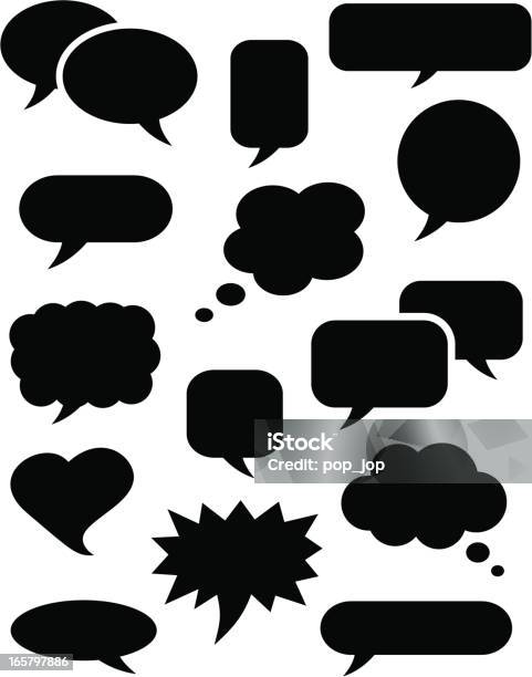 Speech Bubble Icons Black Stock Illustration - Download Image Now - Speech Bubble, Thought Bubble, Icon Symbol