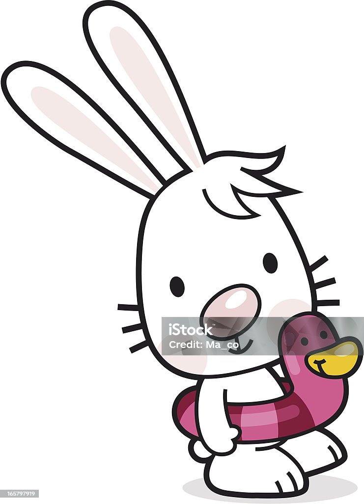 bunny mit aufblasbaren Gummi-Ente/Los geht's zum Schwimmen - Lizenzfrei Kaninchen Vektorgrafik