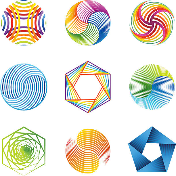 illustrations, cliparts, dessins animés et icônes de éléments design/ensemble rayé - triangle pattern sphere blue