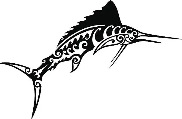 Vector illustration of Tribal Marlin