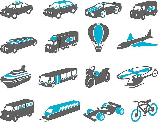 Transport Icon Set vector art illustration
