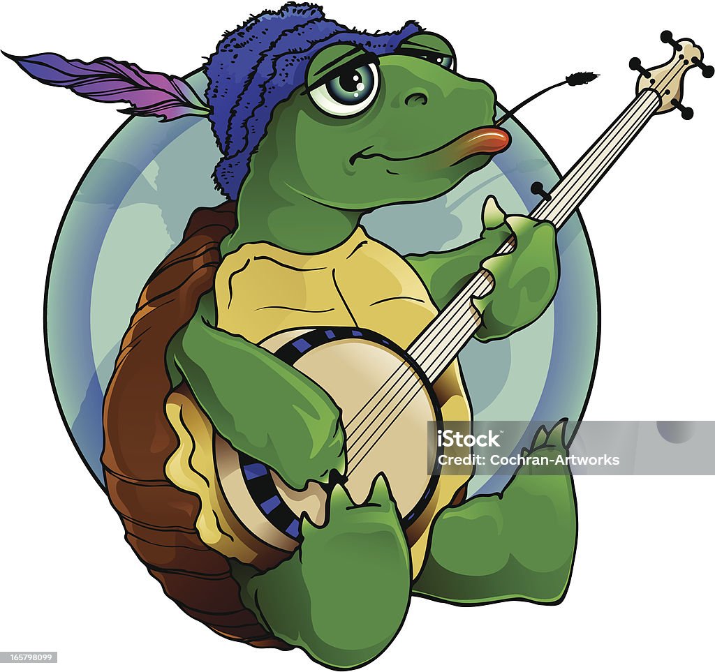 Banjo tocando Turtle - Vetor de Banjo royalty-free