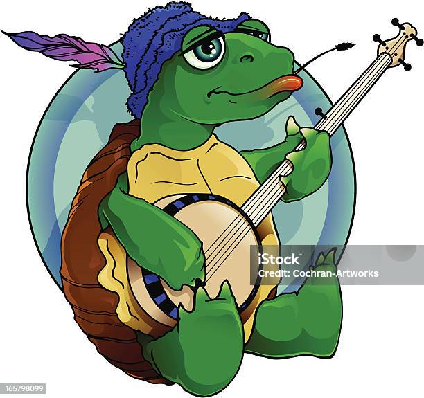 Vetores de Banjo Tocando Turtle e mais imagens de Banjo - Banjo, Brincar, Hippie