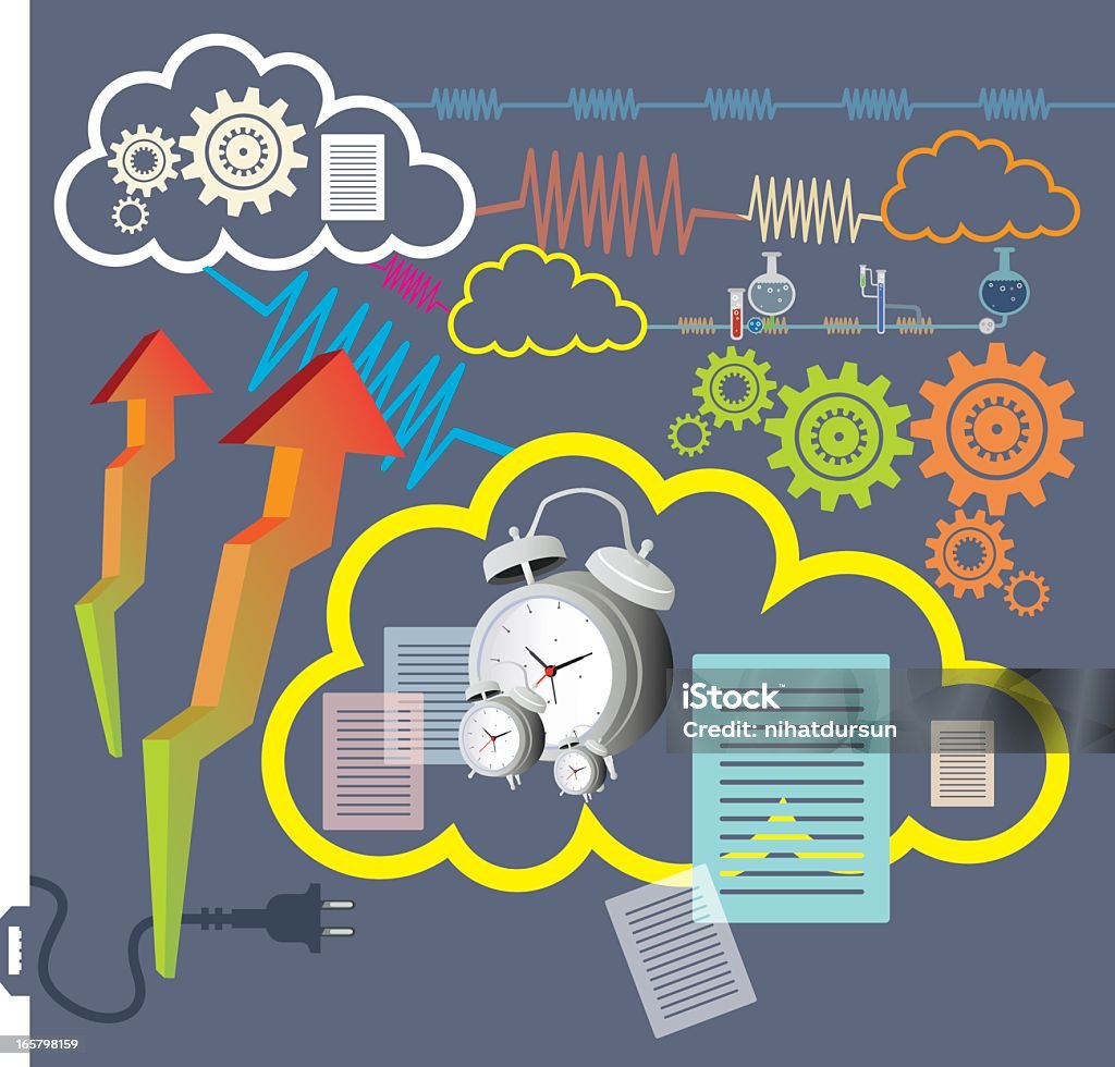 Symbole von Symbolen für Kommunikation und Technologie - Lizenzfrei Abstrakt Vektorgrafik