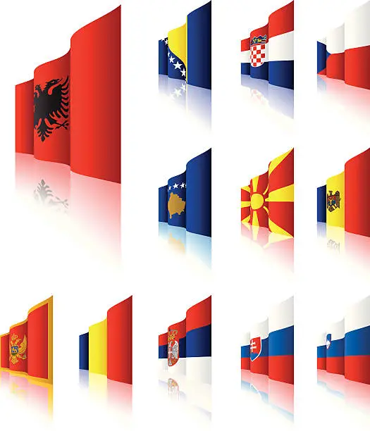 Vector illustration of 3D Flags