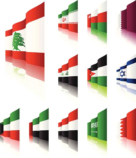 Vector illustration of 3D Flags