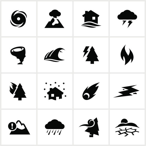 illustrations, cliparts, dessins animés et icônes de icônes de catastrophe naturelle - catastrophe naturelle