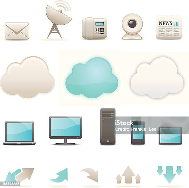 Cloud Computer Elementiset 1 - Immagini vettoriali stock e altre immagini di Attrezzatura - Attrezzatura, Attrezzatura per le telecomunicazioni, Cloud computing