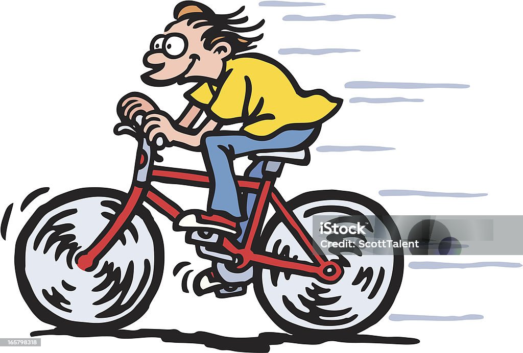 Riding Bike Stock Illustration - Download Image Now - Cartoon, Cycling, Men  - iStock