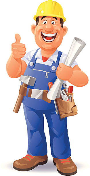 ilustrações de stock, clip art, desenhos animados e ícones de trabalhador da construção civil - mechanic cartoon construction work tool