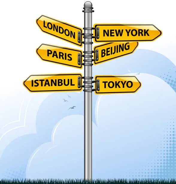 Vector illustration of travel directional sign