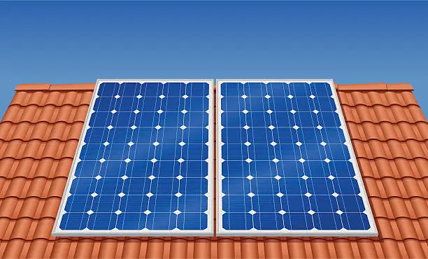 Vector illustration of Solar Panel on the roof (Vector)