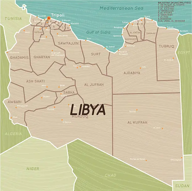 Vector illustration of Libya State Map