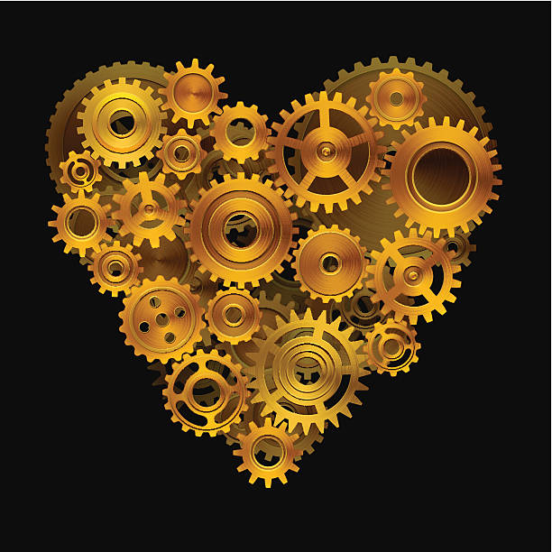 ilustrações de stock, clip art, desenhos animados e ícones de coração de ouro - love teamwork cooperation machine