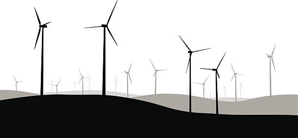 alternatives vector silhouette - rüzgar türbini stock illustrations