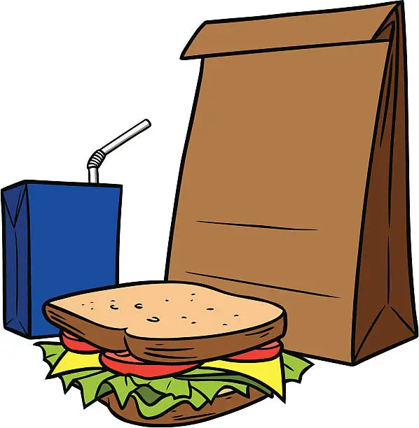 Vector illustration of Brown Bag Lunch