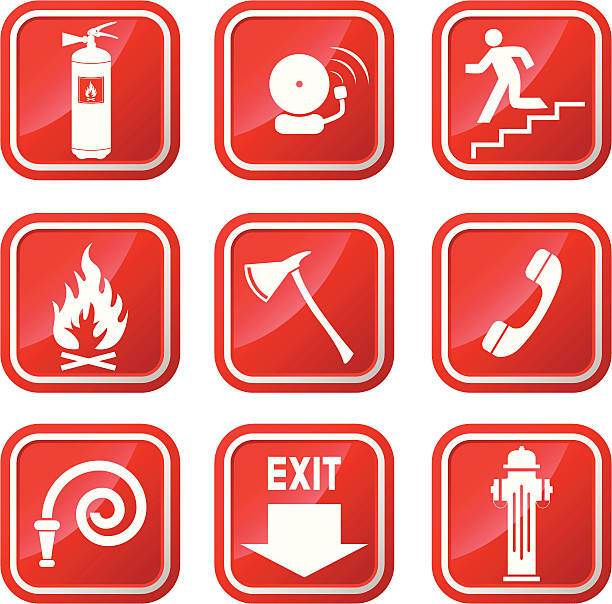ilustrações, clipart, desenhos animados e ícones de caminhão de sinais de alerta. - fire prevention