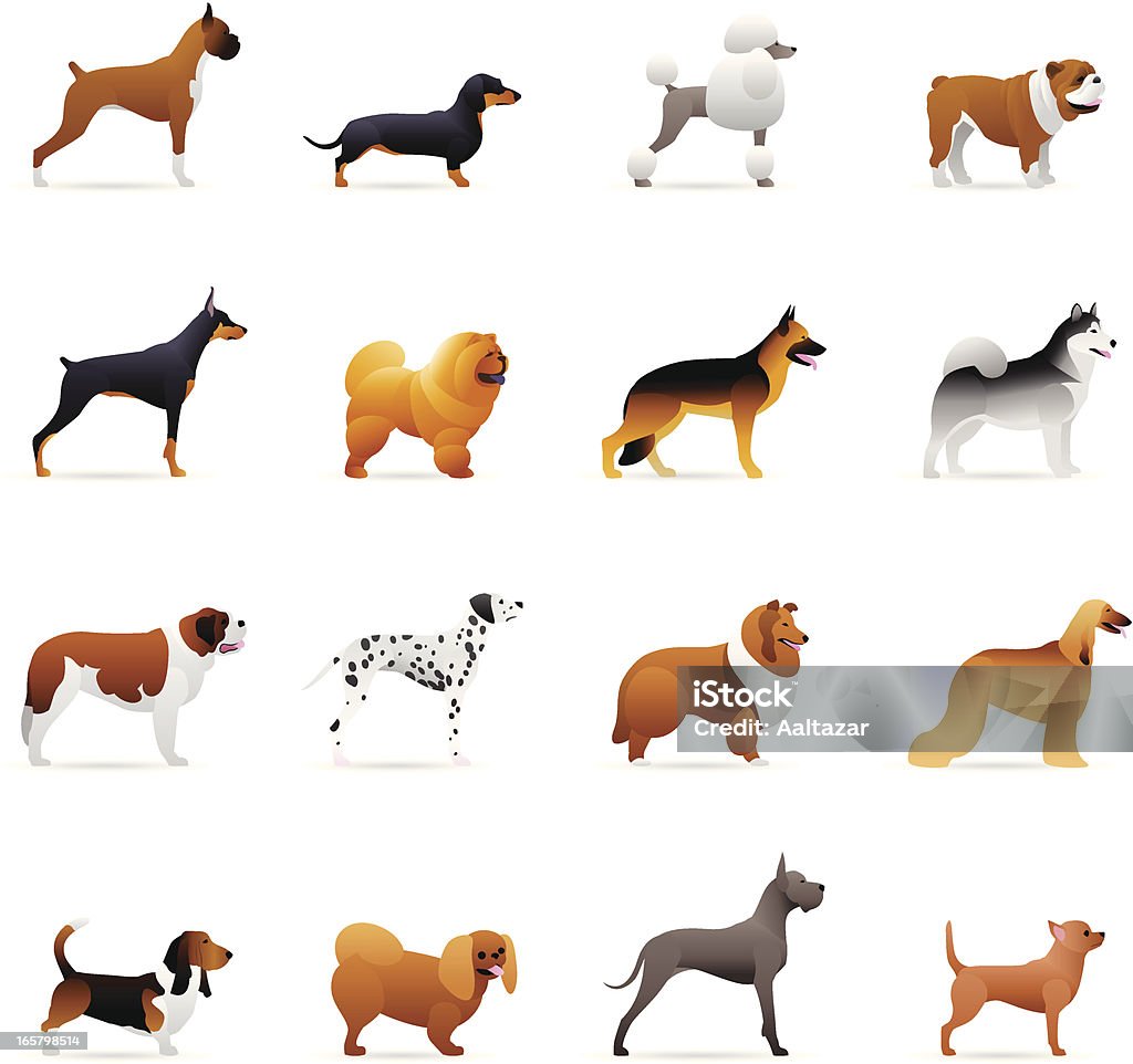 Color Icons - Dogs Illustration of different dog breeds, in color. Dog stock vector