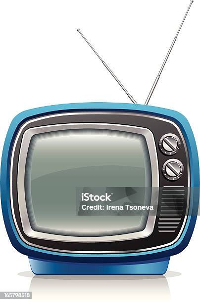 Retro De Tv - Arte vetorial de stock e mais imagens de Azul - Azul, Difusão de Televisão, Eletrónica